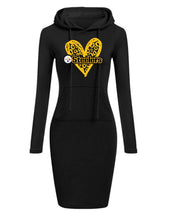 Load image into Gallery viewer, Team Leopard Heart Hoodie Dress